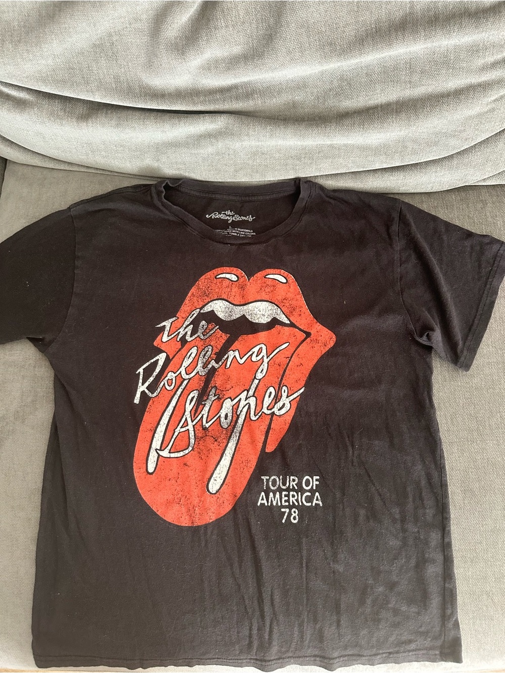 the Rolling Stones adults Black Tee with Red Tongue Graphic